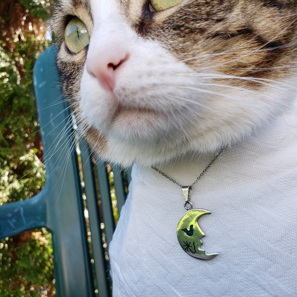 Vintage Signed Silver Taxco Designer Moon Pendant - Picture 7 of 8